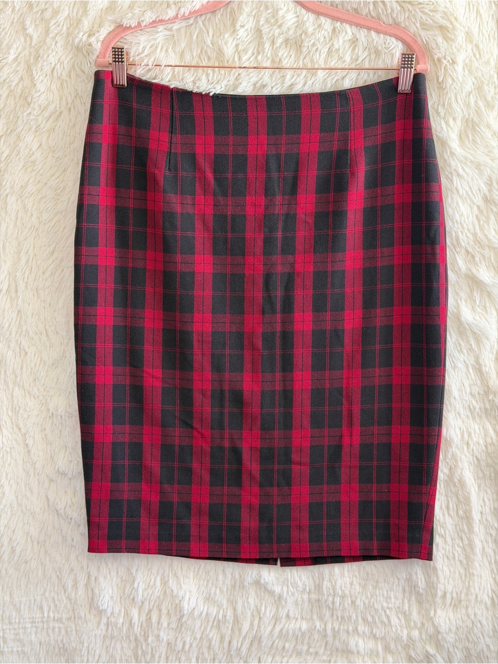 Ricki's Holiday Plaid Pencil Skirt Size 10 Red Black Dark Academia 90s Grunge